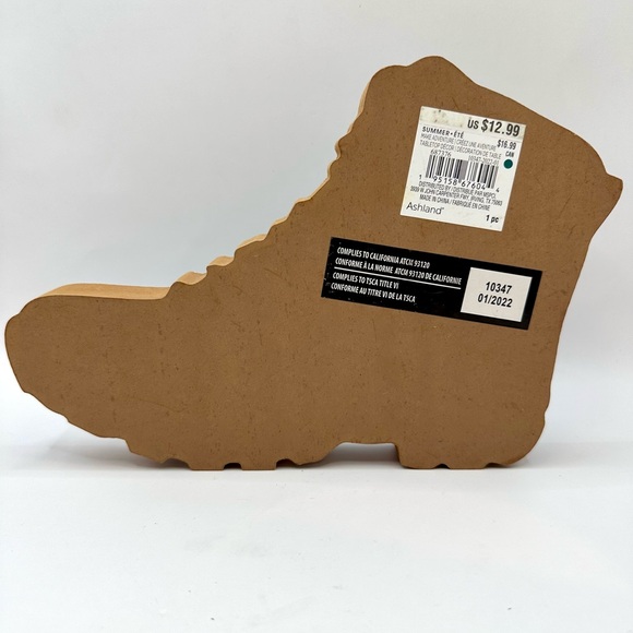 Hiking Boot Wooden Sing Plague “Let The Adventure To Begin” 8.5” x 6” Camping - Picture 3 of 3